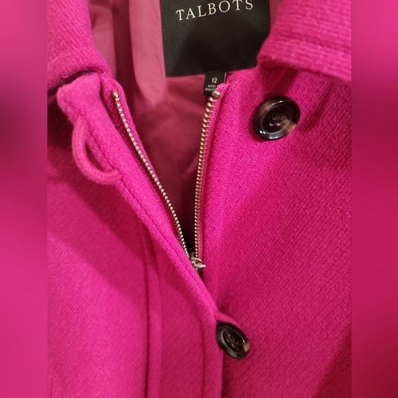 Talbots Wool Blend Waistcoat in Festive Fuschia 12 Zip Button Front Pockets - Picture 6 of 8